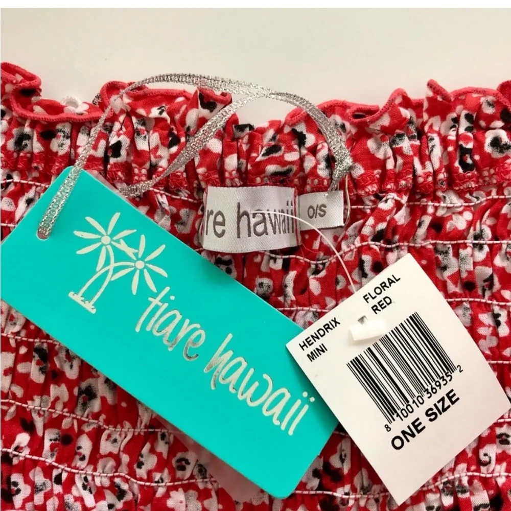 Tiare Hawaii Hendrix Red Floral Smocked Mini Dress NWT - Picture 7 of 10
